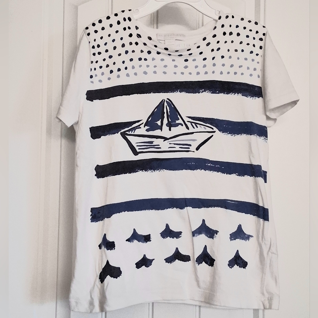 Burberry Blue And White Kids Sailboat Tee